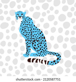 Una simple ilustración gráfica plana de un retrato salvaje de gatos de chita con manchas grandes.
