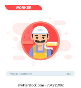 Simple Flat Graphic Worker man Character Vector Illustration
