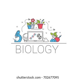 Simple flat graphics.The subject is biology and botany.Vector illustration.