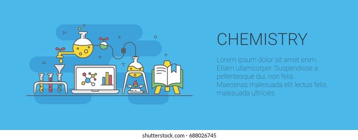 Simple flat graphics.The subject is chemistry.Vector illustration on the blue background.