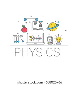 Simple flat graphics. The subject is physics. Vector illustration.