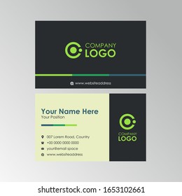 Simple Flat Green business card design, professional name card template vector