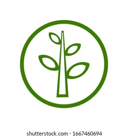 Simple flat green color plant illustration inside circle vector