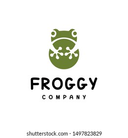 simple flat green frog logo icon vector template