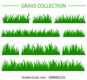 Simple flat green grass collection. Vector illustration