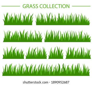 Simple Flat Green Grass Collection. Vector Illustration