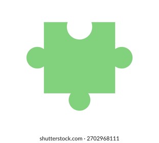 Pieza de rompecabezas verde plana simple en estilo de silueta. Diseño Abstractas para juegos de mesa, actividades divertidas y conceptos de juguetes. Ideal para jugar, juegos de mesa o proyectos gráficos. Características limpias