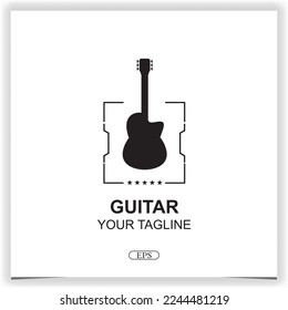 simple flat guitar logo premium elegant template vector eps 10