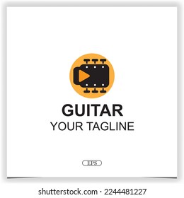 logotipo simple de guitarra plana premium elegante plantilla vectorial eps 10