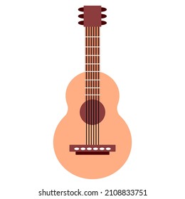 Simple flat guitar white isolated vector illustration