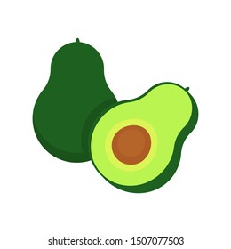 simple flat half avocado fruit white background 