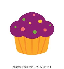 Simples plana Halloween cupcake bonito doce sobremesa muffin lanchonete comida para truque ou tratar vetor clip arte ilustração isolada