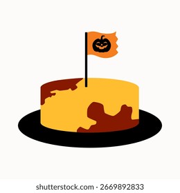 Simple Flat Halloween Theme Cylinder Podium Display with Pumpkin Flag