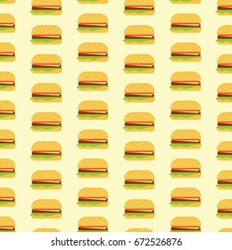 Simple flat hamburger pattern with light yellow background