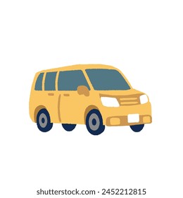 Ilustración simple y plana dibujada a mano de un coche