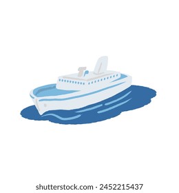 Simple and flat hand drawn illustration of ferry