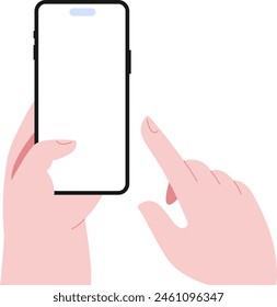 Einfache flache Hand, die Smartphone-Klicken-Illustration hält