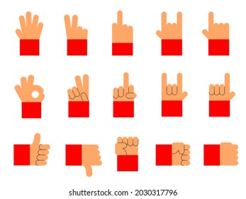 Simple flat hands gestures illustration set