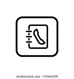 Simple flat handset phone linear pictogram. Contact symbol. Thin line vector icon related to business card.
