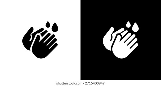 Simple Flat Handwashing Hands with Water Droplets Icon Sign Illustration