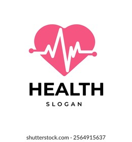 Simple Flat Heartbeat Symbol with Heart Shape Vector Illustration can be used for Medical logo