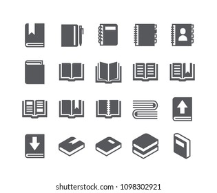 Simple flat high quality vector icon set,Contains such Icons as book, digital book, bookmark, openbook, isometric books and more.48x48 Pixel Perfect.