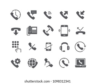 Simple flat high quality vector icon set,Global Calls, disconnect, Online Support, Mobile Phone and more.48x48 Pixel Perfect.