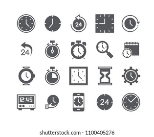 Simple flat high quality vector icon set,Contains such Icons as Timer, Speed, Alarm, Restore, Time Management, Calendar, smartwatch, hourglass and more. 48x48 Pixel Perfect.