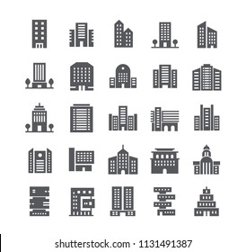 Simple flat high quality vector icon set, government and commercial city buildings and institutions and more. 48x48 Pixel Perfect.