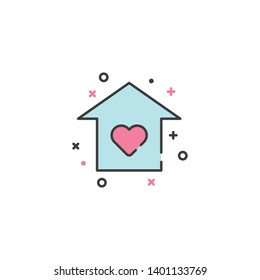 Simple flat home icon. Cute house icon. Vector illustration.