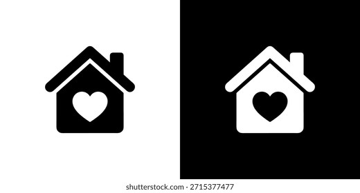 Casa plana simple con símbolo de corazón Icono de elemento gráfico