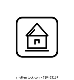 Simple flat house linear pictogram. Thin line vector icon related to business card.