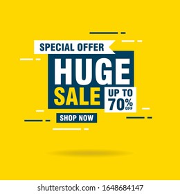 Simple Flat Huge Sale Letter Sign Shape Banner Design, Discount Banner Template Vector for advertising, social media, web banner