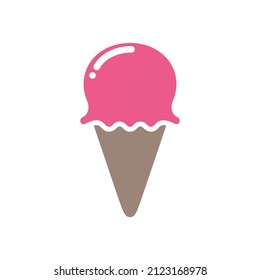 simple flat ice cream cone strawberry logo design, vector graphic symbol icon illustration creative idea
