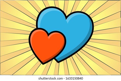 Simple flat icon of a beautiful  hearts for the feast of love Valentine's Day or March 8th. Vector illustration