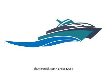 Simple flat icon, boat, ferry or ship logo isolated on white background