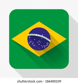Simple flat icon Brazil flag. Premium basic design with long shadow effect of web design objects. Vector, eps10.