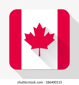 Simple flat icon Canada flag. Premium basic design with long shadow effect of web design objects. Vector, eps10.