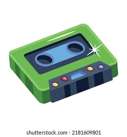 Un sencillo icono plano de una cinta de cassette utilizada con VCR