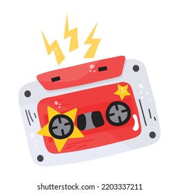 A simple flat icon of a cassette tape,