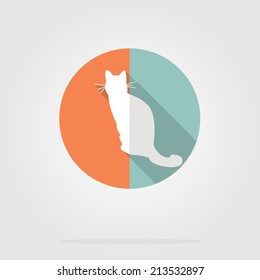 Simple flat icon with cat's silhouette