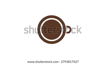 Simple flat icon of a coffee or tea cup from above, ideal for cafe branding and morning routine concepts.