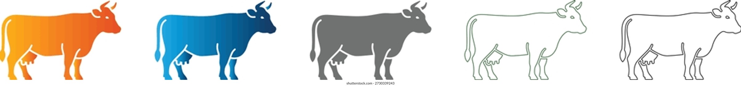 Um simples ícone plano de uma vaca, parte de um versátil conjunto de ícones vetoriais. Este gráfico preto sólido isolado é ideal para projetos de design modernos.