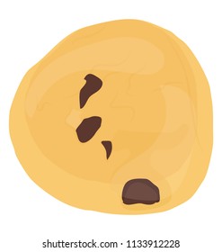 
A simple flat icon design of a chocolate chunk cookie 

