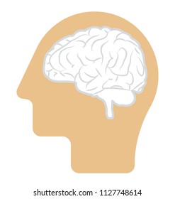 A simple flat icon design of human brain