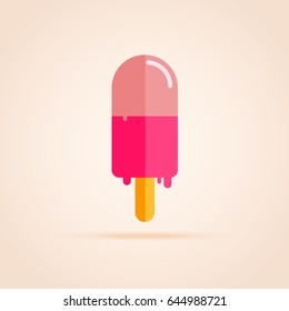 Simple flat icon of ice cream on a stick.