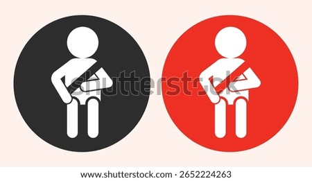 Simple flat icon illustration showing a person wearing a seatbelt, used as a safety sign or reminder for transportation and driving safety awareness visuals.
