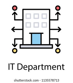 
A Simple Flat Icon Image Of Information Technology Department Building
