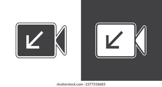 Einfaches Flachsymbol für eingehende Videoanrufe. Symbole für Videoanrufe mit dem Symbol des Anrufers. Einzige runde Kollektion von Klingeltelefon. Fehlende Videokalltaste auf schwarz-weißem Hintergrund. Vektorgrafik.
