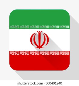 Simple flat icon Iran flag. Premium basic design with long shadow effect of web design objects. Vector Illustration Isolated on white background.